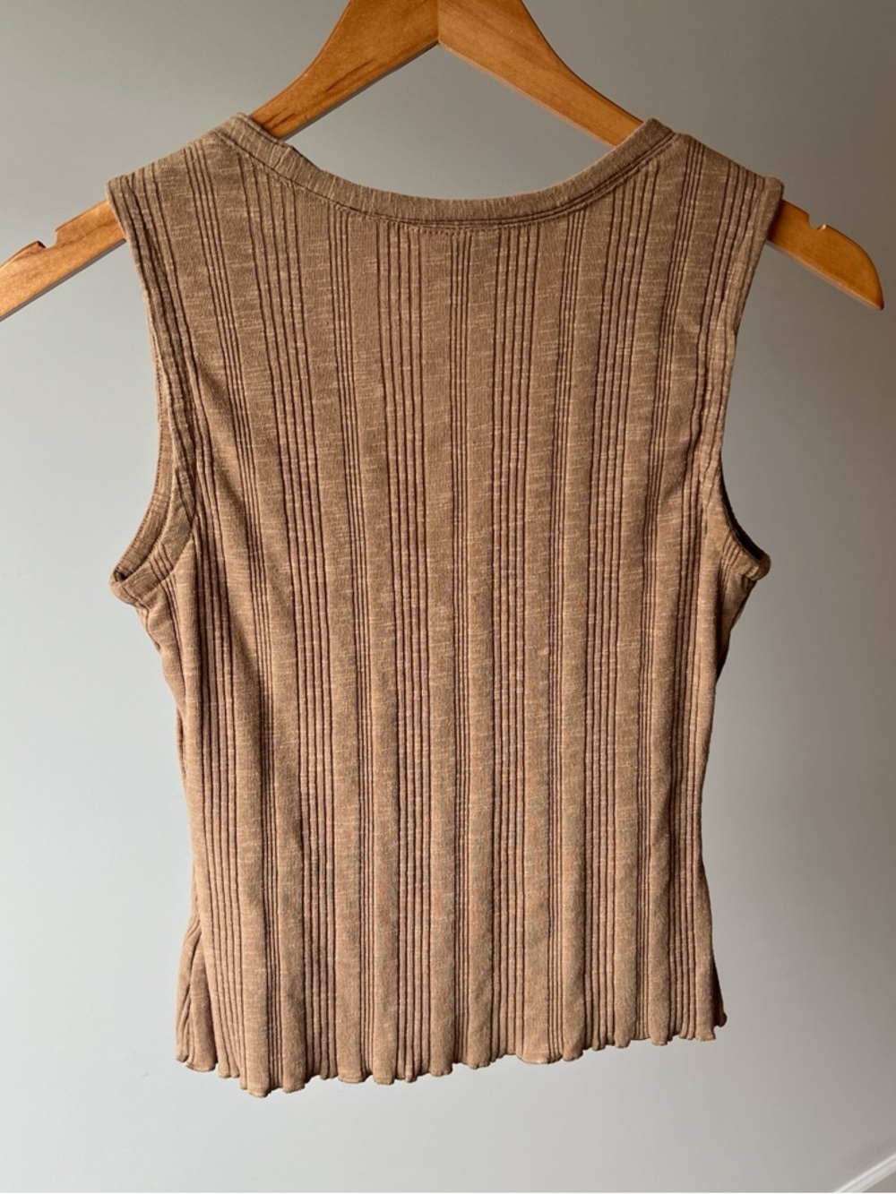 Threshold Brown Ribbed Button Up Tank - Picture 3 of 3